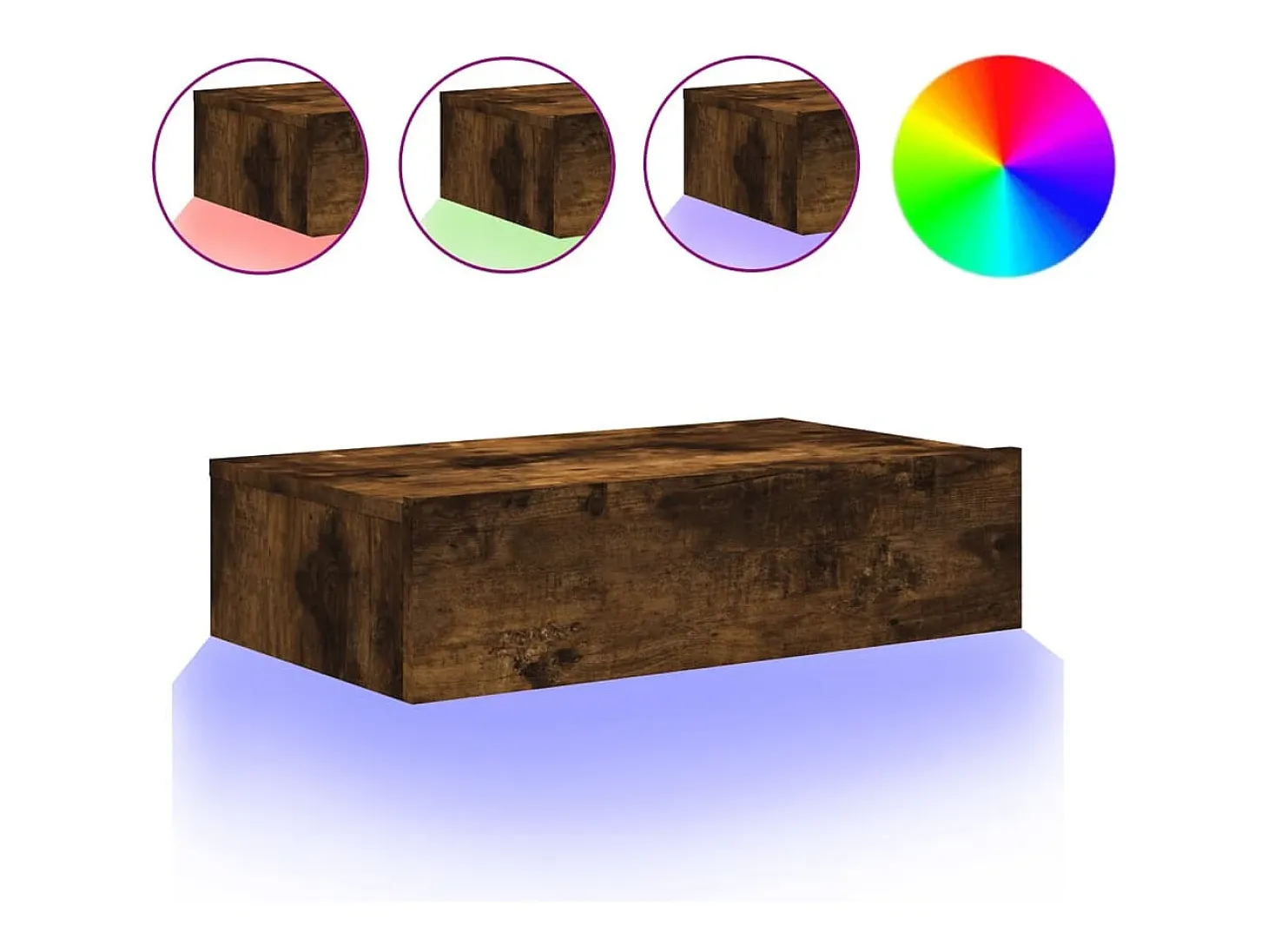 Mueble TV con luces LED roble ahumado 60x35x15,5 cm YOE34775