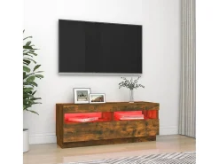 Mueble TV con luces LED roble ahumado 100x35x40 cm YOE75662