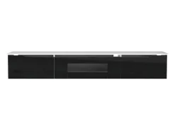 Mueble TV de 180 cm con luz LED que cambia de color - 3 compartimentos grandes - Negro