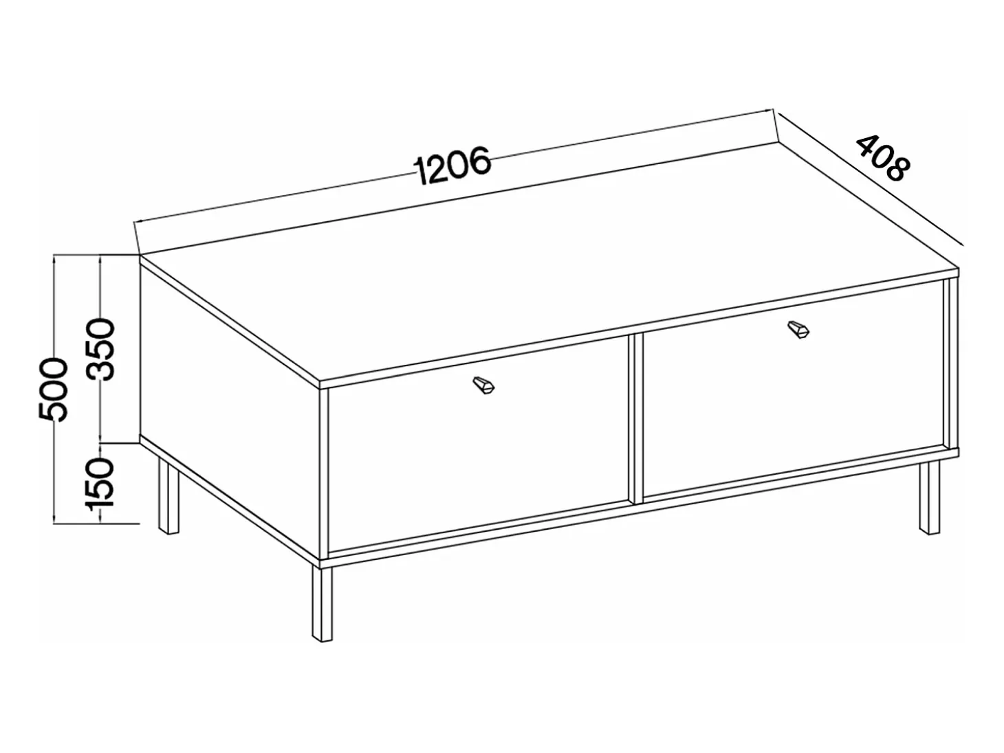 Mueble TV de 2 puertas con pies dorados - 121 cm - beige - OKTIO