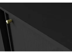Mueble TV de 2 puertas con pies dorados - 121 cm - grafito negro - OKTIO