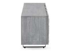 Mueble TV de 2 puertas y 2 cajones gris de madera de mango