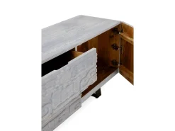 Mueble TV de 2 puertas y 2 cajones gris de madera de mango