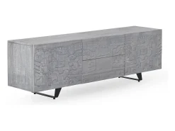 Mueble TV de 2 puertas y 2 cajones gris de madera de mango