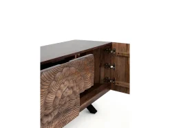 Mueble TV de 2 puertas y 2 cajones de madera maciza de mango
