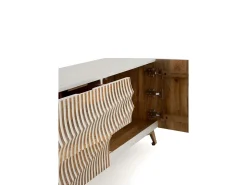 Mueble TV de 2 puertas y 2 cajones patinado blanco de madera de mango