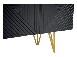 Mueble TV de diseño en negro y metal dorado 140 cm OZEN