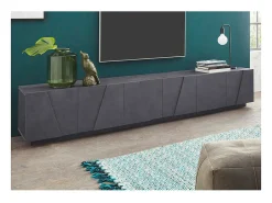 Mueble TV de diseño moderno para salón con 6 puertas y 3 estantes Ping Low XL Ardesia
