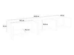 Mueble TV de diseño moderno para salón con 6 puertas y 3 estantes Ping Low XL Ardesia