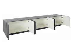Mueble TV de diseño moderno para salón con 6 puertas y 3 estantes Ping Low XL Ardesia