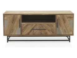 Mueble TV de madera de abeto con base metálica