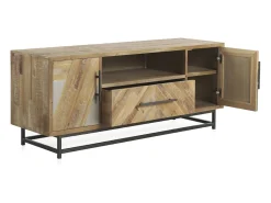 Mueble TV de madera de abeto con base metálica