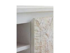 Mueble TV de madera de mango maciza en color blanco patinado