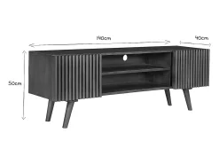 Mueble TV de madera maciza de mango oscuro con puertas correderas 140 cm ALBA
