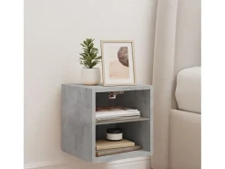 Mueble TV de pared con luces LED gris hormigón 30x28,5x30 cm ES82790