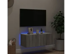 Mueble TV de pared con luces LED gris Sonoma 80x35x31 cm ES88240