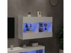 Mueble TV de pared con luces LED blanco 98,5x30x60,5 cm ES34360