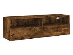 Mueble TV de pared madera ingeniería roble ahumado 100x30x30 cm ES32212