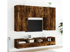 Mueble TV de pared madera ingeniería roble ahumado 100x30x30 cm ES32212