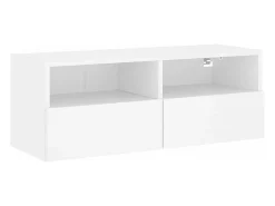 Mueble TV de pared madera de ingeniería blanco 80x30x30 cm ES25032