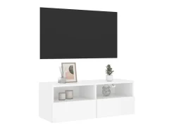 Mueble TV de pared madera de ingeniería blanco 80x30x30 cm ES25032