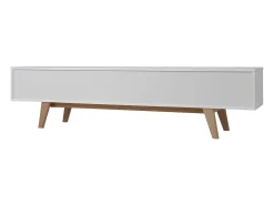 Mueble TV escandinavo blanco brillante y fresno 180cm MELKA