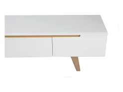 Mueble TV escandinavo blanco brillante y fresno 180cm MELKA