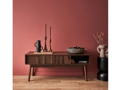 Mueble tv escandinavo efecto madera, 115cm madera oscura