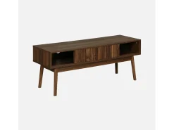 Mueble tv escandinavo efecto madera, 115cm madera oscura