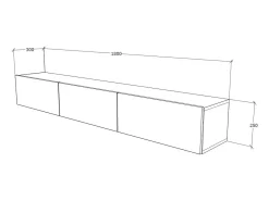 Mueble TV haaus Elba, Blanco, 180 x 30 x 25 cm