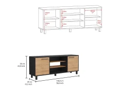 Mueble TV Kaia con Almacenamiento Multimedia , 57.98 cm X 148.92 cm X 38.98 cm , Negro