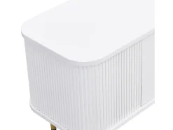 Mueble TV L 170 cm - 2 cajones y 2 puertas - tiradores y pies dorados - Blanco