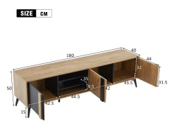 Mueble TV L 180 cm - con 3 puertas y 3 compartimentos - Marrón