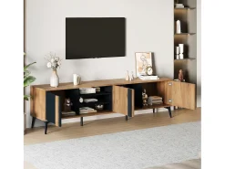 Mueble TV L 180 cm - con 3 puertas y 3 compartimentos - Marrón