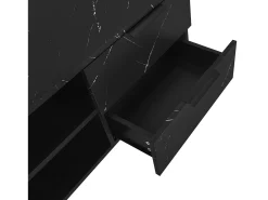 Mueble TV L 200 cm con LED - 2 puertas y 2 cajones - Marrón