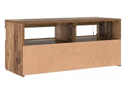 Mueble TV luces LED madera ingeniería envejecida 90x35x40 cm
