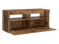 Mueble TV luces LED madera ingeniería envejecida 90x35x40 cm