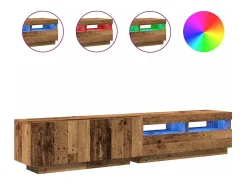 Mueble TV luces LED madera ingeniería envejecida 200x35x40 cm