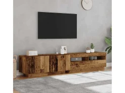 Mueble TV luces LED madera ingeniería envejecida 200x35x40 cm