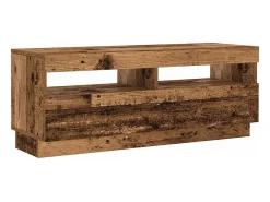 Mueble TV luces LED madera ingeniería envejecida 200x35x40 cm