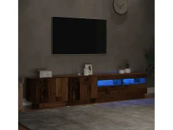 Mueble TV luces LED madera ingeniería envejecida 200x35x40 cm