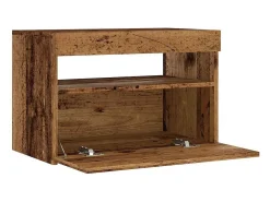 Mueble TV luces LED madera ingeniería envejecida 60x35x40 cm