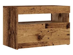 Mueble TV luces LED madera ingeniería envejecida 60x35x40 cm
