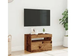 Mueble TV luces LED madera ingeniería envejecida 60x35x40 cm