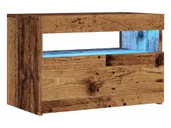 Mueble TV luces LED madera ingeniería envejecida 60x35x40 cm