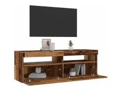 Mueble TV luces LED madera ingeniería envejecida 120x35x40 cm