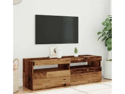 Mueble TV luces LED madera ingeniería envejecida 120x35x40 cm