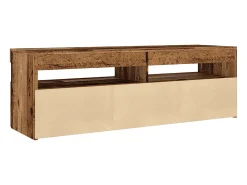 Mueble TV luces LED madera ingeniería envejecida 120x35x40 cm
