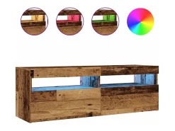 Mueble TV luces LED madera ingeniería envejecida 120x35x40 cm