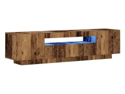 Mueble TV luces LED madera ingeniería envejecida 160x35x40 cm